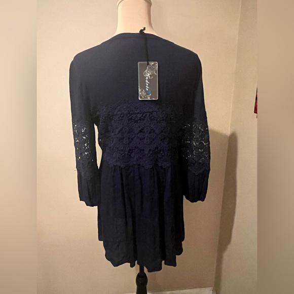 Andre by Unit Lace overlay Mini Dress /Tunic, size Medium - Picture 2 of 10